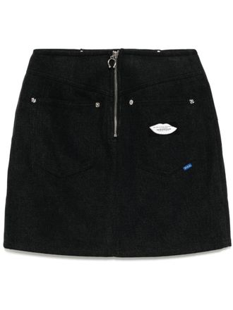 Sjyp rhinestone denim skirt - Black