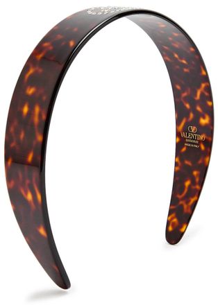 Valentino Garavani Crystal-embellished Vlogo Headband - Brown - One Size