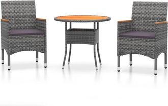 vidaXL Juego Comedor De Jard&iacute;n 3 Piezas Rat&aacute;n Sint&eacute;tico Gris Vidaxl