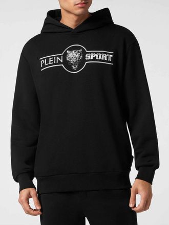 Plein Sport Felpa con cappuccio e stampa grafica in jersey con spalle scese