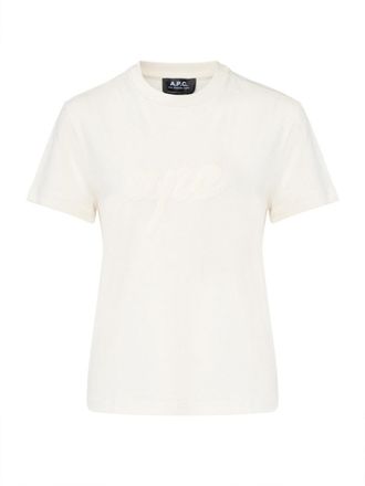 A.P.C. White Logo Crew Neck T-Shirt