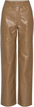 Rotate Stijlvolle Textuur Straight Broek - Dames - Wijde Broeken - Bruin - M - Broeken