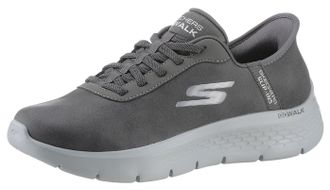 Skechers Slip-On Sneaker SKECHERS GO WALK FLEX, Damen, Gr. 35, grau, Lederimitat, Schuhe Slip-On Sneaker, Slipper, Freizeitschuh, Halbschuh mit Air-Cooled Memo
