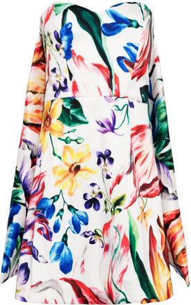 Marchesa Mikado floral-print mini dress - women - Polyester/Spandex/Elastane/Polyester - 8 - White