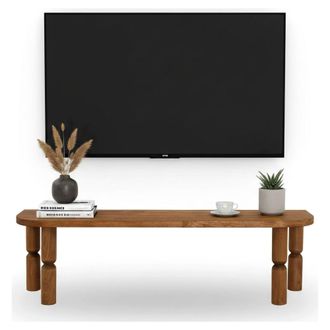 Dmora Dmora - Mueble De Televisi&oacute;n Dgrimald, Aparador De Sal&oacute;n, Mueble Bajo Para Tv, Base De Pared Equipada, 140x35h40 Cm, Roble