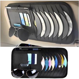 No Brand Parasol De Cuero De Alta Calidad - Organizador Para Coche - Bolsa De Almacenamiento Multifuncional - Estuche Para Cd - Soporte Para Gafas De Sol - Dim