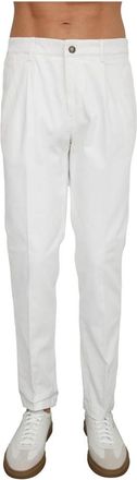 PESERICO Cropped Broeken - Heren - Slim Fit Broeken - Wit - L - Katoen - Broeken