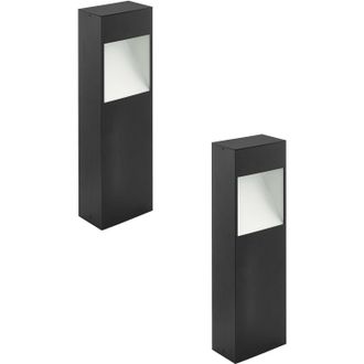 Loops 2 PACK IP44 Outdoor Pedestal Light Anthracite & White Square Post 10W LED