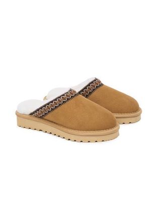 Celtic & Co. Braid Trim Shearling Slippers in Spice at Nordstrom, Size 11