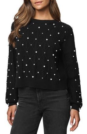 Splendid Demi Pearly Bead Sweater in Black at Nordstrom Rack, Size X-Large