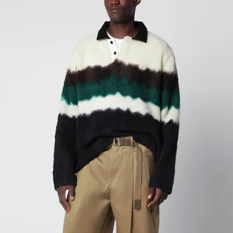 sacai Maglia a polo a righe sfumate multicolore