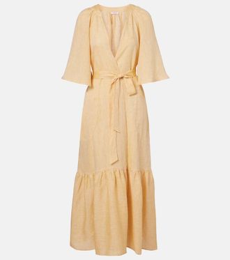 Eres Audacieuse belted linen midi dress