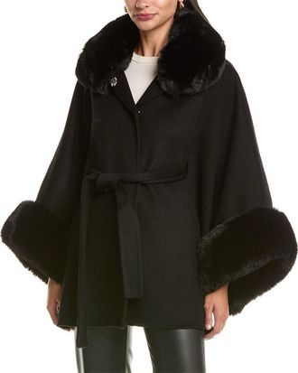 La Fiorentina Faux Fur Trim Cape