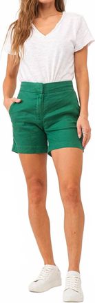 Dear John Denim Tonya High Rise Linen Shorts In Galapagos Green