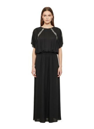 Pinko Black Embellished Round Neck Maxi Dress