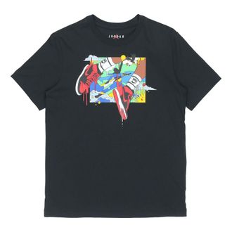 Nike Jordan Air Jordan Running Training Casual Round Neck Cartoon Printing Short Sleeve Black DO1927-010