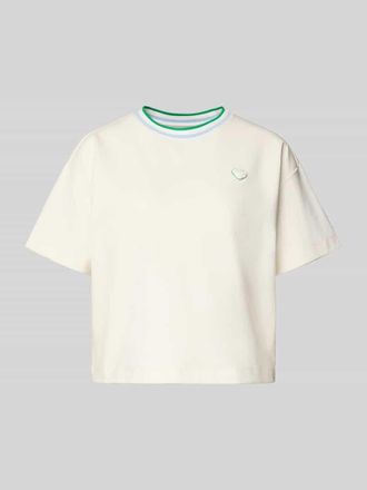 Marc Cain Relaxed Fit T-Shirt mit Motiv-Applikation in Offwhite, Gr&ouml;&szlig;e 34