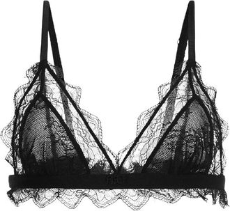 John Richmond Geborduurde kanten bralette - Dames - BHs - Zwart - M - Ondergoed