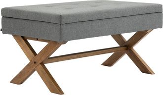 Clp Banco Namaro Tapizado En Tela Con Almacenamiento Gris Antiguo Claro