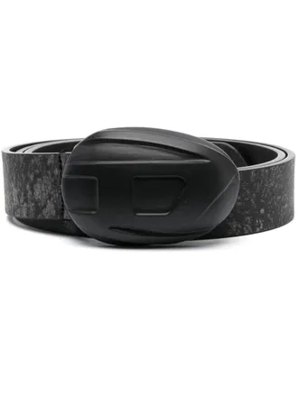 Diesel logo-buckle leather belt - men - Leather - 80 - Black