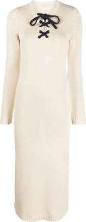 Zimmermann Cr&egrave;me Vetersluiting Katoenen Midi Jurk - Dames - Kleedjes - Beige - L - Katoen - Kleedjes