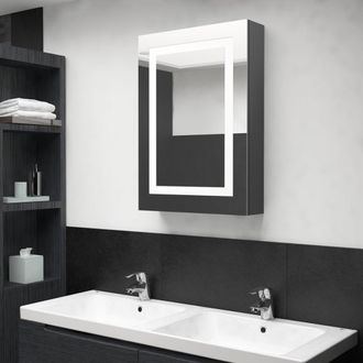 vidaXL Armario De Ba&ntilde;o Con Espejo Led Gris Brillante 50x13x70 Cm Vidaxl