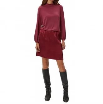 Michael Stars Myla Mixed Fabric Satin Mini Dress In Garnet