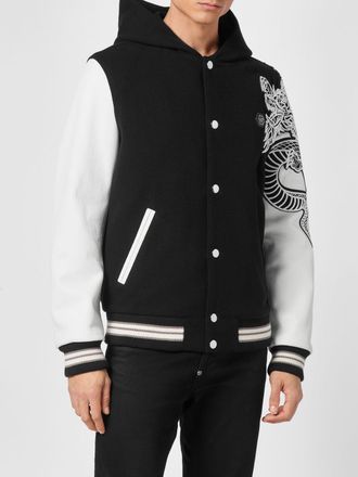 Philipp Plein Bomber Varsity in viscosa e poliestere con stampa grafica