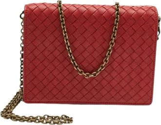 Bottega Veneta Pre-owned Cross Body Bags, female, Red, Size: ONE SIZE Pre-owned Intrecciato Wallet