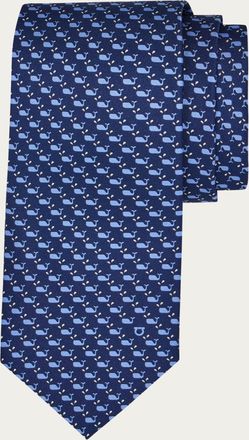 Ferragamo Uomo Cravatta in seta stampa Balena Blu