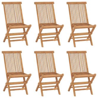 vidaXL Vidaxl - Sillas De Jard&iacute;n Plegables 6 Unidades Madera Maciza De Teca