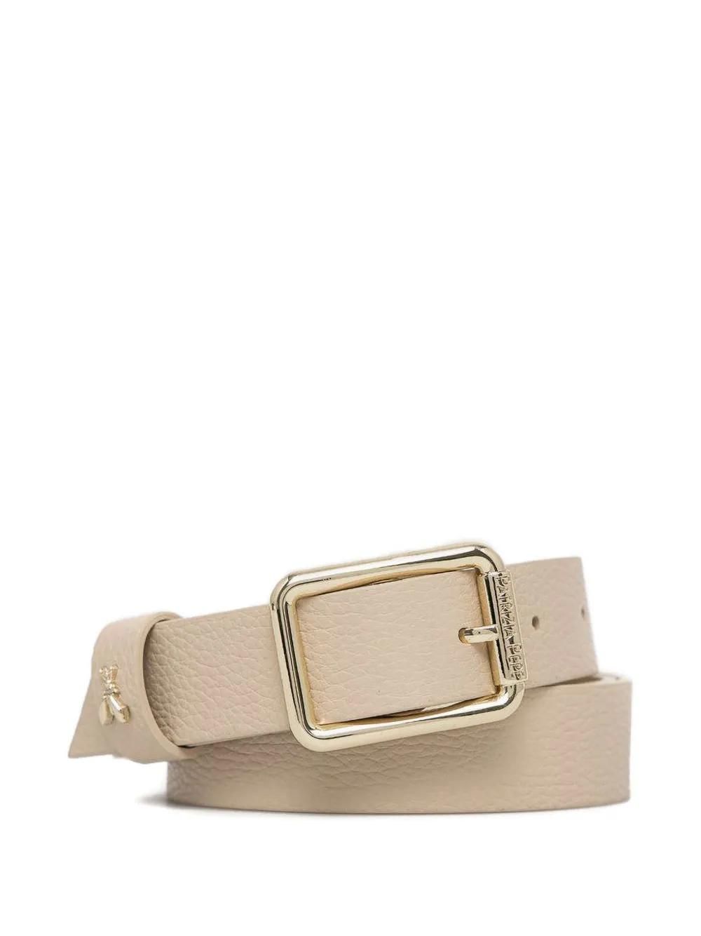 Patrizia Pepe Beige Genuine Leather Wide Waist Metal Buckle 
