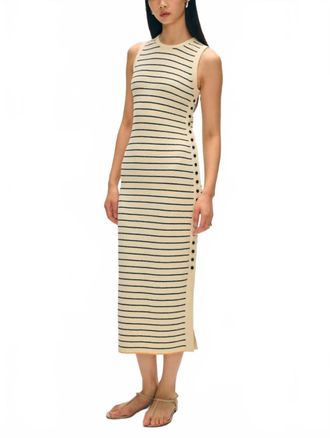 White + Warren Organic Cotton Terry Blend Dress In Cream/navy