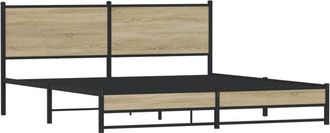 vidaXL Metal Bed Frame without Mattress Sonoma Oak 160x200 cm Vidaxl
