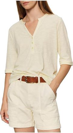 Sanctuary Rolled Sleeve T-Shirts Womens Clothing Lemon Drop : LG (US 10-12), Cotton/Rayon