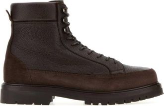 Brunello Cucinelli Brown Textured Ankle Boots