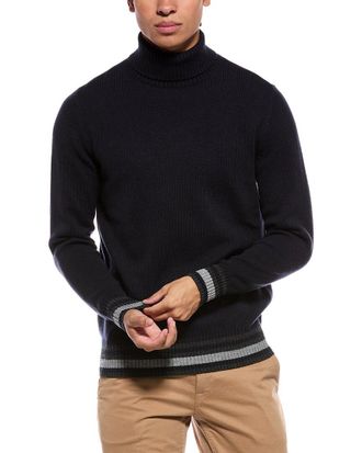 N.Peal N.Peal Stripe 100% Cashmere Turtleneck Sweater