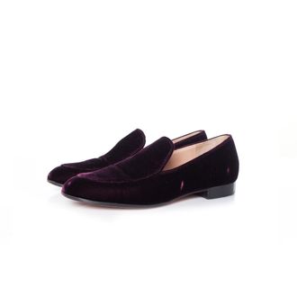 Gianvito Rossi Pre-owned Womens burgundy marcel velvet loafers. - Size EU 36