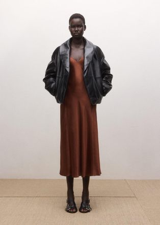 Mango Vestito lungo satinato arancione tostato - Donna - XS - MANGO