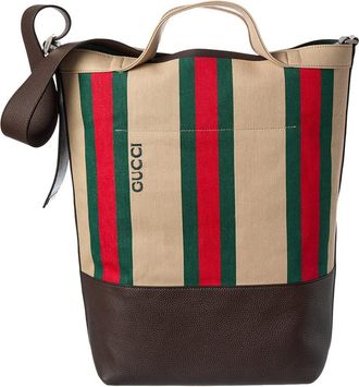 Gucci Large Canvas & Leather Tote