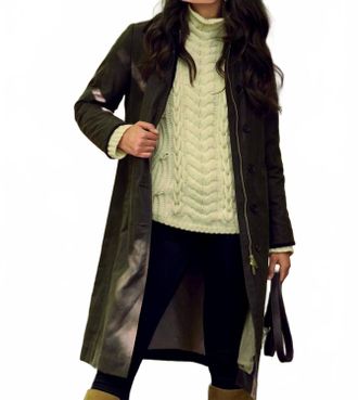 FAIRFAX & FAVOR Edith Wax Longline Coat In Dark Khaki