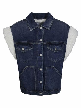 Dondup Blue Oversized Sherpa-Lined Denim Vest