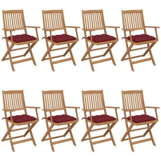 vidaXL Sillas De Jard&iacute;n Plegables 8 Uds Madera Maciza Acacia Y Cojines Vidaxl