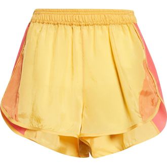Saint Laurent Colorblock Cupro Mini Shorts in Tournesol at Nordstrom, Size 10 Us