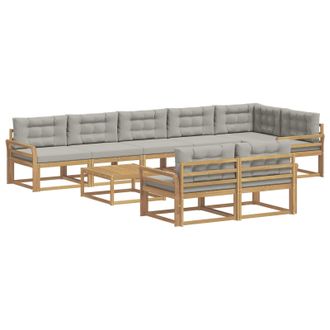 vidaXL Set Di Divani Da Esterno 9 Pz Bianco E Grigio Chiaro Poliestere Vidaxl