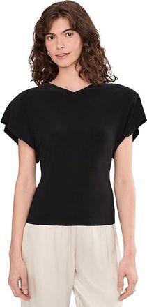Norma Kamali Cap Sleeve Shoulder Pad Top Womens Clothing Black : XL (Womens 10), Polyester