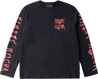 Simone Rocha ribbon logo long-sleeve T-shirt - men - Cotton - L - Black
