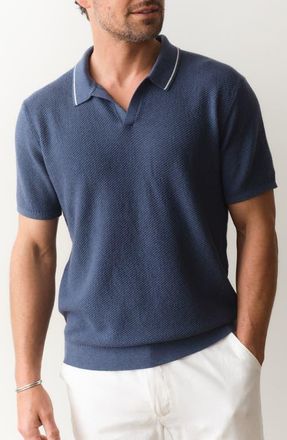 Marine Layer Greyson Short Sleeve Polo Sweater in Vintage Indigo at Nordstrom, Size Xx-Large