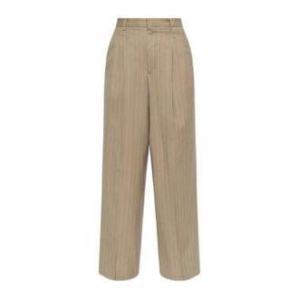 Ami Wide Trousers, female, Beige, Size: 2XS Wool Wide-Leg Pants