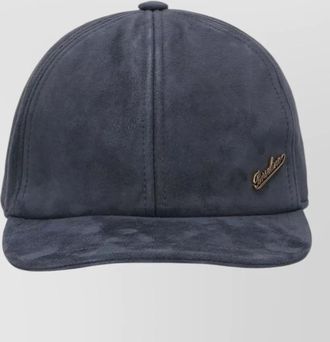 Borsalino otis suede leather curved brim cap